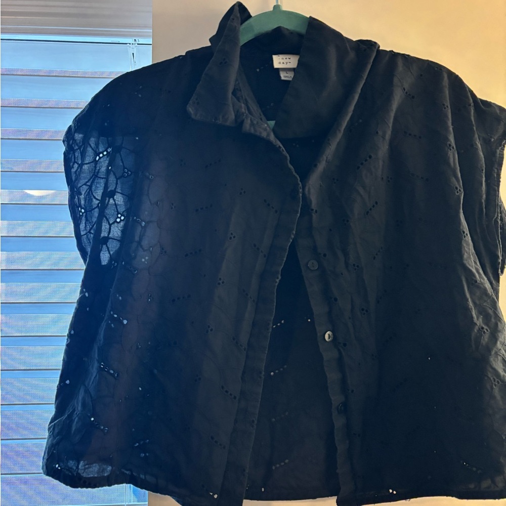 A New Day Black Eyelet Blouse